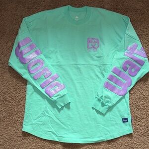 Disney Mint Green Shirt with Purple Lettering